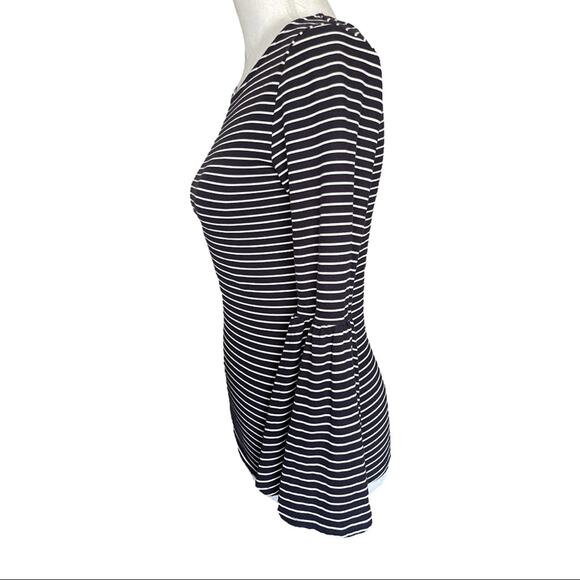 Frame Knit Boat Neck Bell Sleeve Striped Top XS - Picture 3 of 9